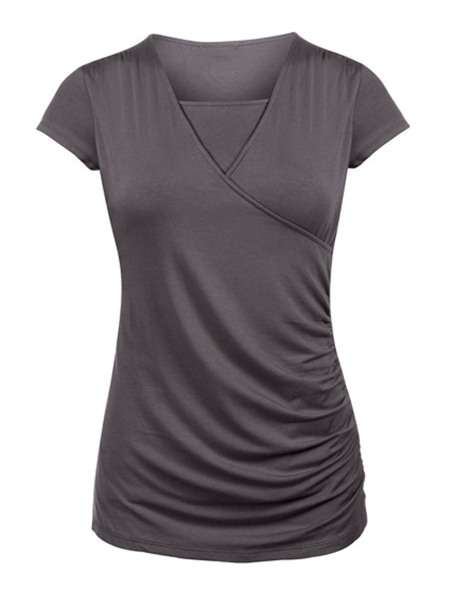 New Round Neck Short Sleeve Slim Fit Maternity T-shirt - BabynBeauty