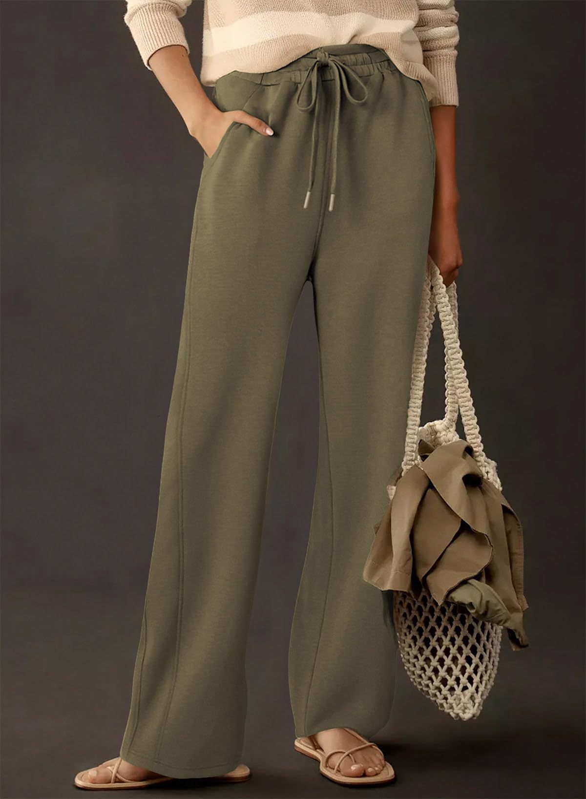Women's Sweater Straight-leg Pants Drawstring Elastic
