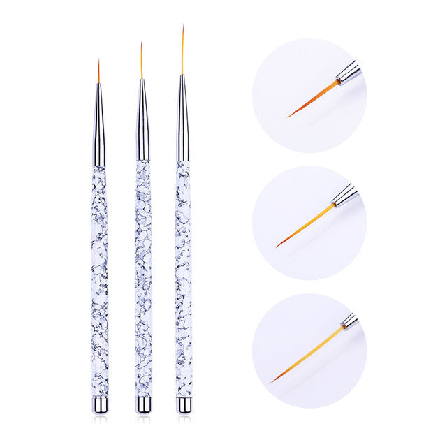 3Pcs/Set UV Gel Nail Liner Brush Acrylic
