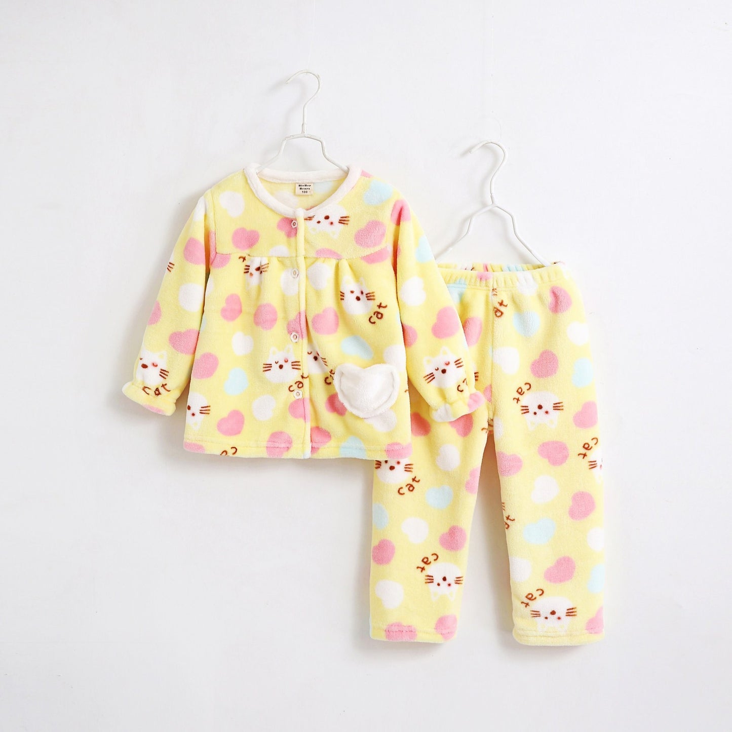 Flannel thickening girls' flannel autumn children's pajamas - BabynBeauty