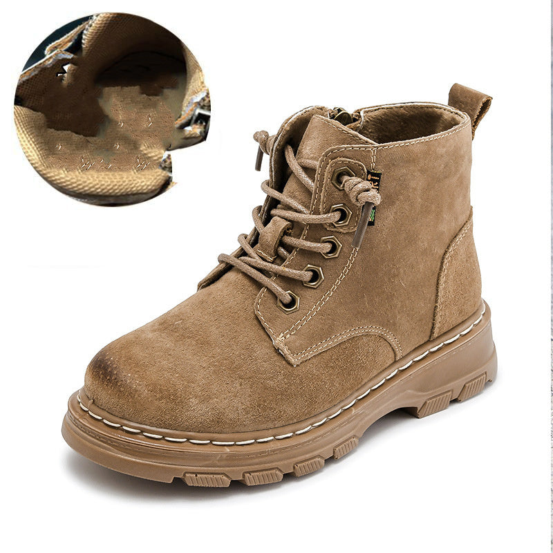 CUHK Children's British Baby Soft-soled Cowhide Cotton Boots