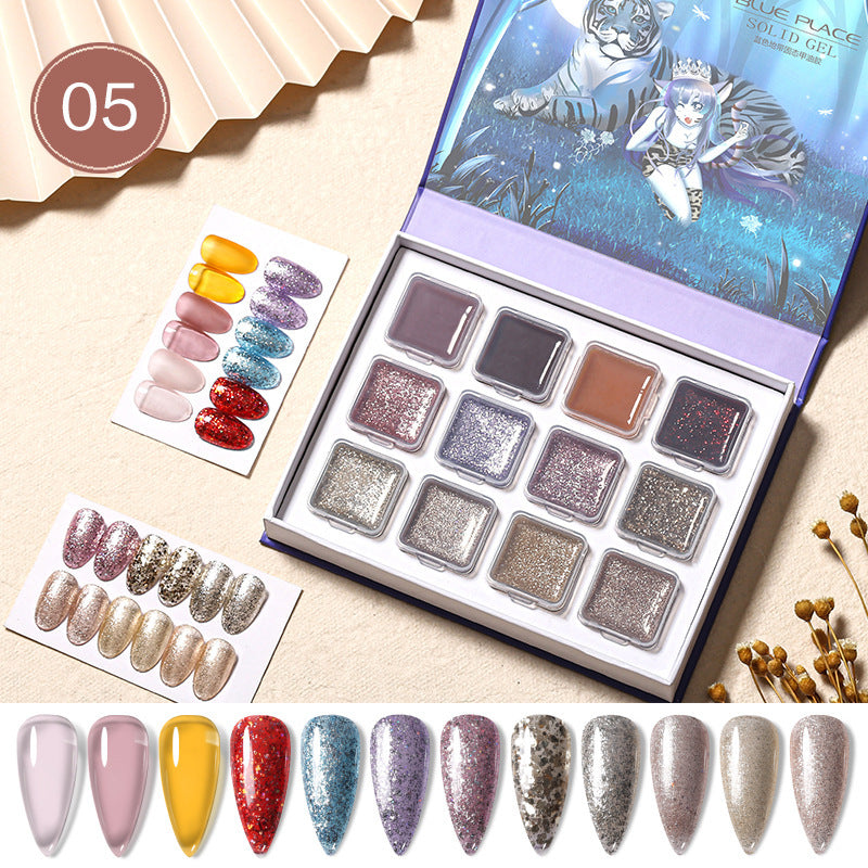 12Color Japanese Style Phototherapy Nail Solid Glue Dustproof