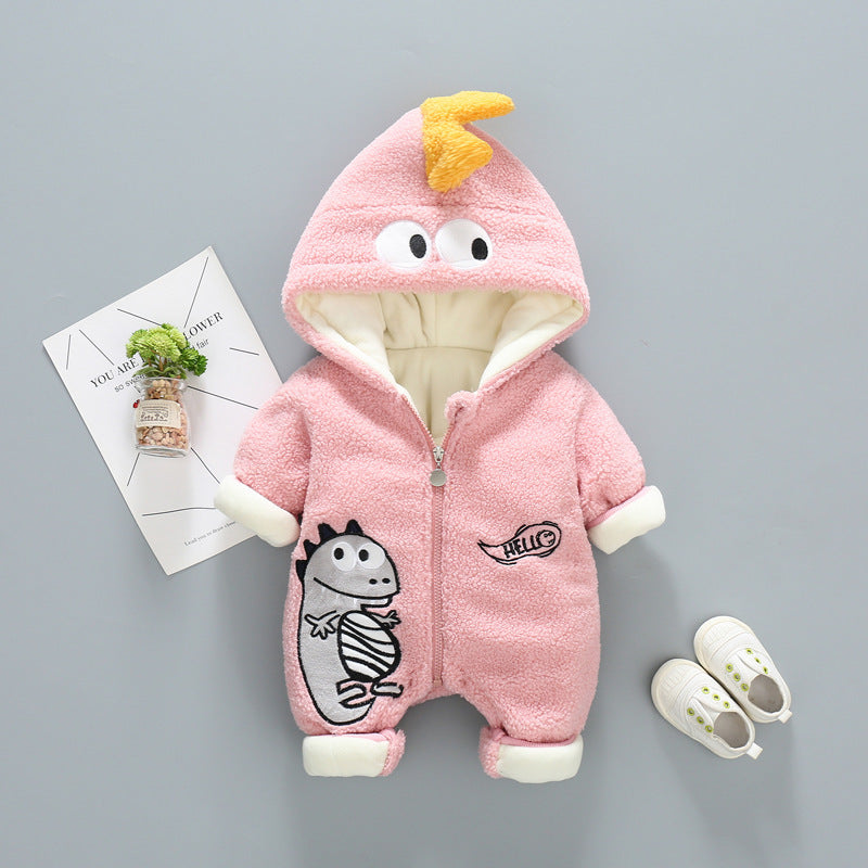 Thickened Rompers Men's And Women's Baby Cotton Clothes Plus Velvet Quilted - BabynBeauty