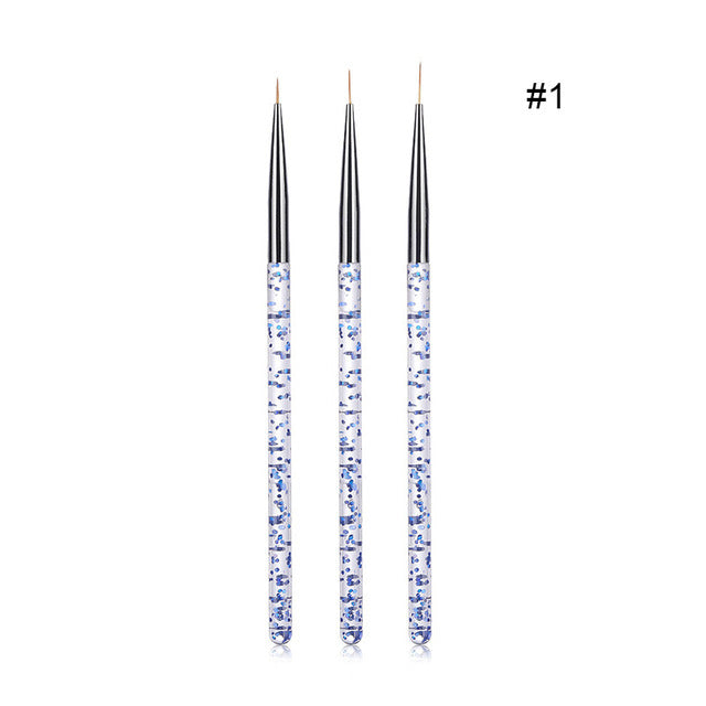 3Pcs/Set UV Gel Nail Liner Brush Acrylic