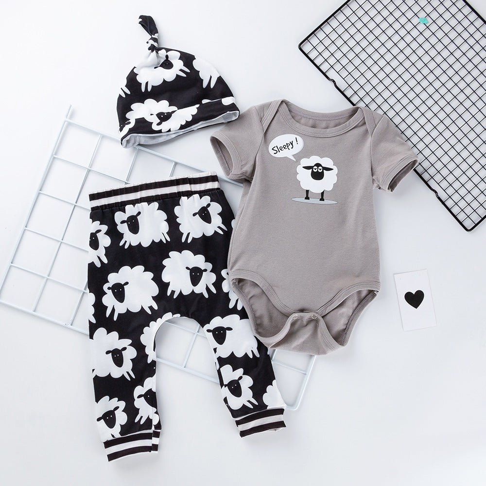 Baby casual babydoll, newborn suit, baby short-sleeved trousers