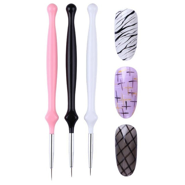 3Pcs/Set UV Gel Nail Liner Brush Acrylic