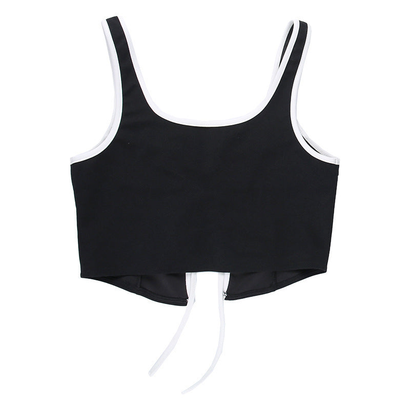 Pure Black Elegant Shoulder Strap Vest Design Beautiful Back - BabynBeauty