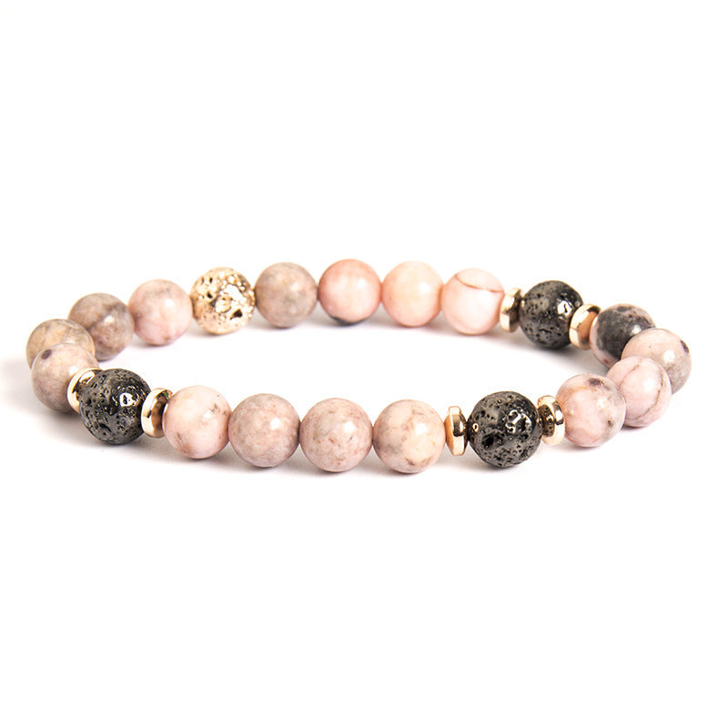 Fashion New Haematite Spacer Natural Stone Powder Zebra Beaded Bracelet - BabynBeauty