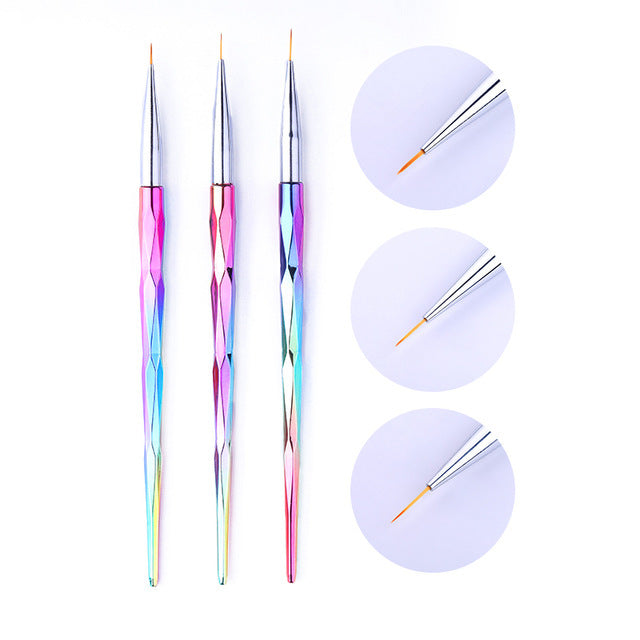 3Pcs/Set UV Gel Nail Liner Brush Acrylic