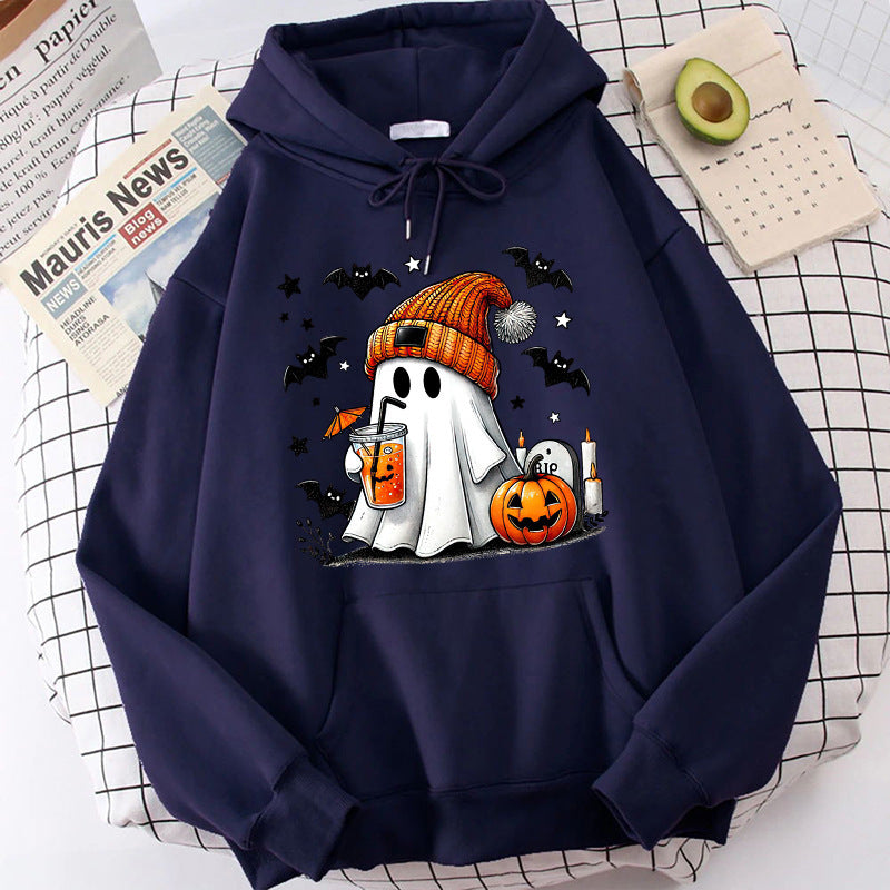 Halloween Ghost Pumpkin Bat Hoodies For Women Fashion Hooded - BabynBeauty