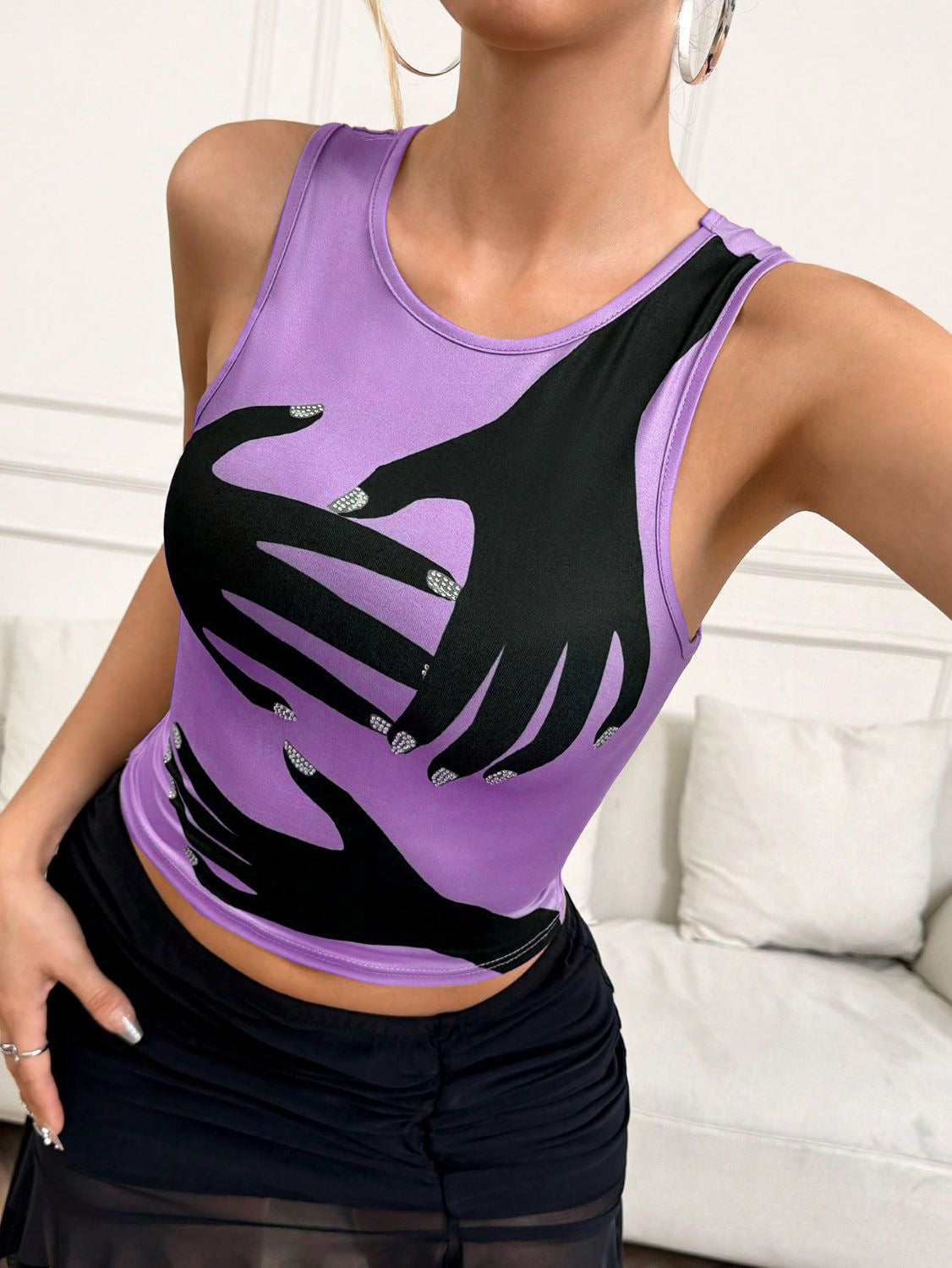 Y2K Printed Tank Vest INS Fashion Streetwear Round Neck Sleeveless Top Summer Women's Clothing - BabynBeauty