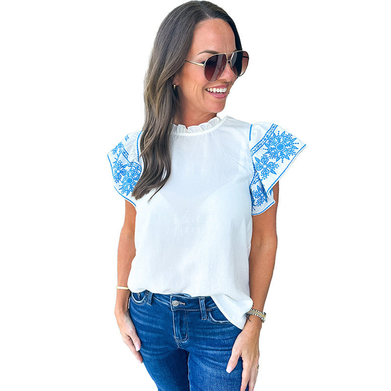 Summer Women's Special-interest Design Chiffon Shirt Short-sleeved Top
