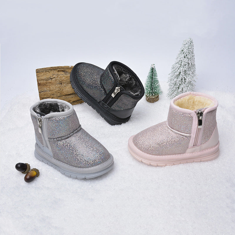 Children's Winter New Velcro Plus Velvet Snow Boots