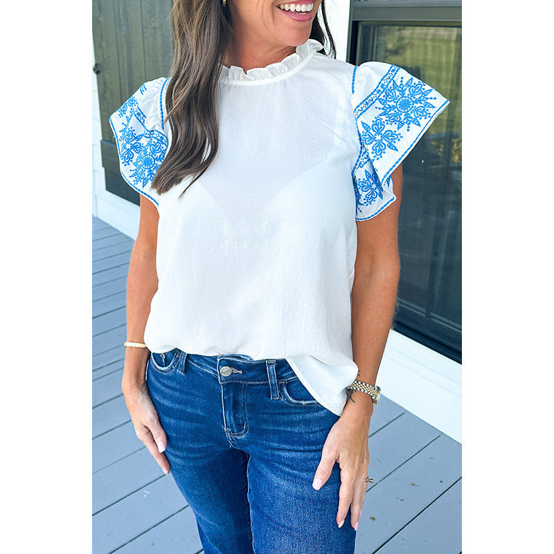 Summer Women's Special-interest Design Chiffon Shirt Short-sleeved Top