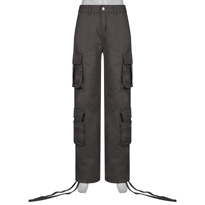 American Street Hip Hop Style Denim Cargo Pants Trousers