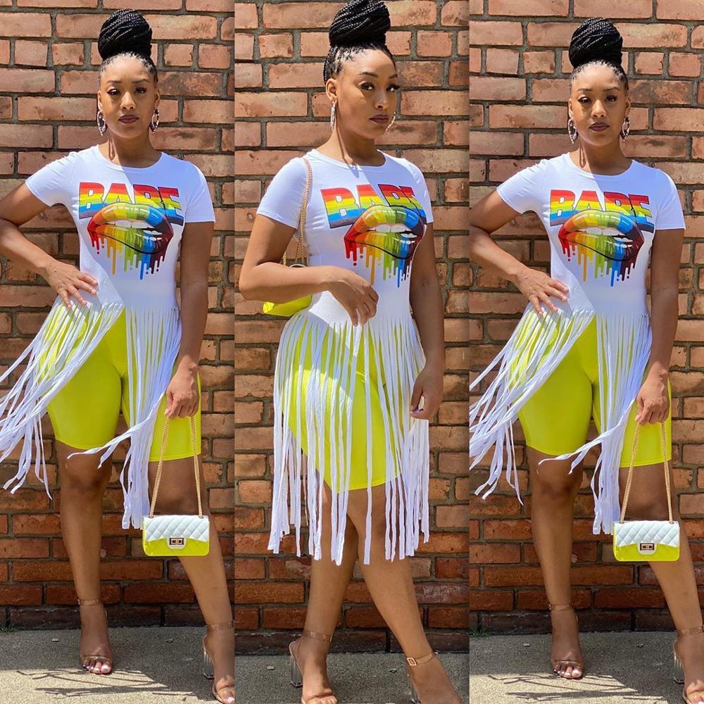 Fashion printed tassel T-shirt