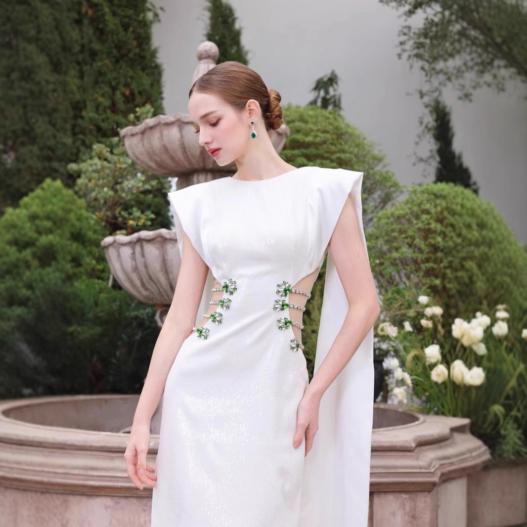 European And American Diamond-embedded High-end Exquisite Bandage One-piece Dress Elegant Temperament