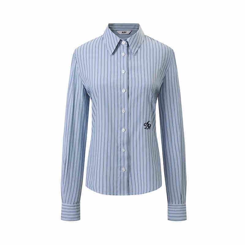 College Style Long Sleeve Shirt Waist-tight Simple Top