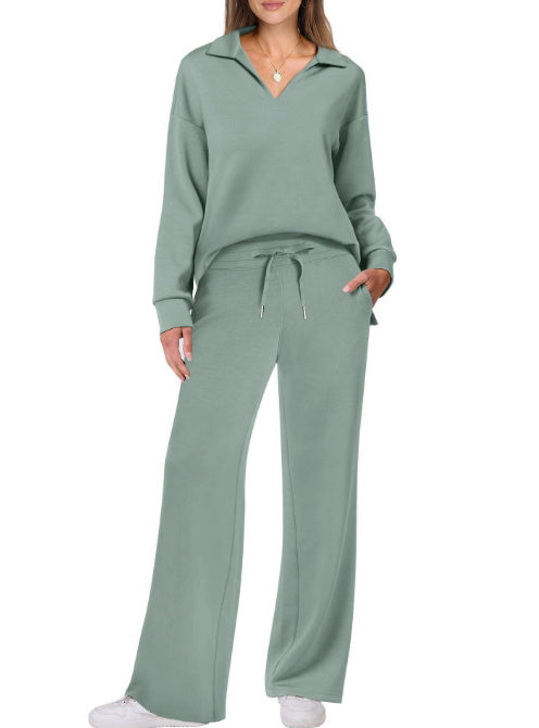 Loose V-neck Drawstring Elastic Waist Speaker Set