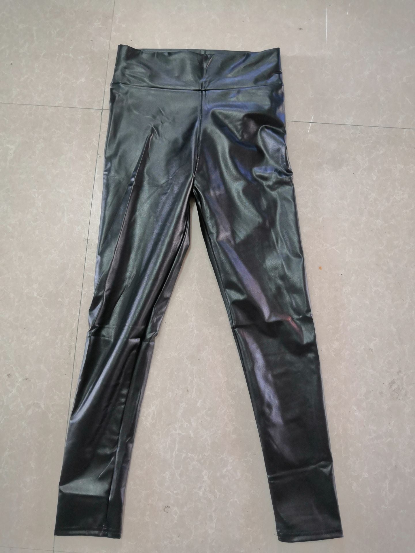 Reflective Hip Leather Pants Elastic High Waist Leggings