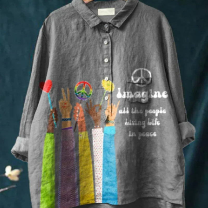 Casual Long Sleeve Shirt Print