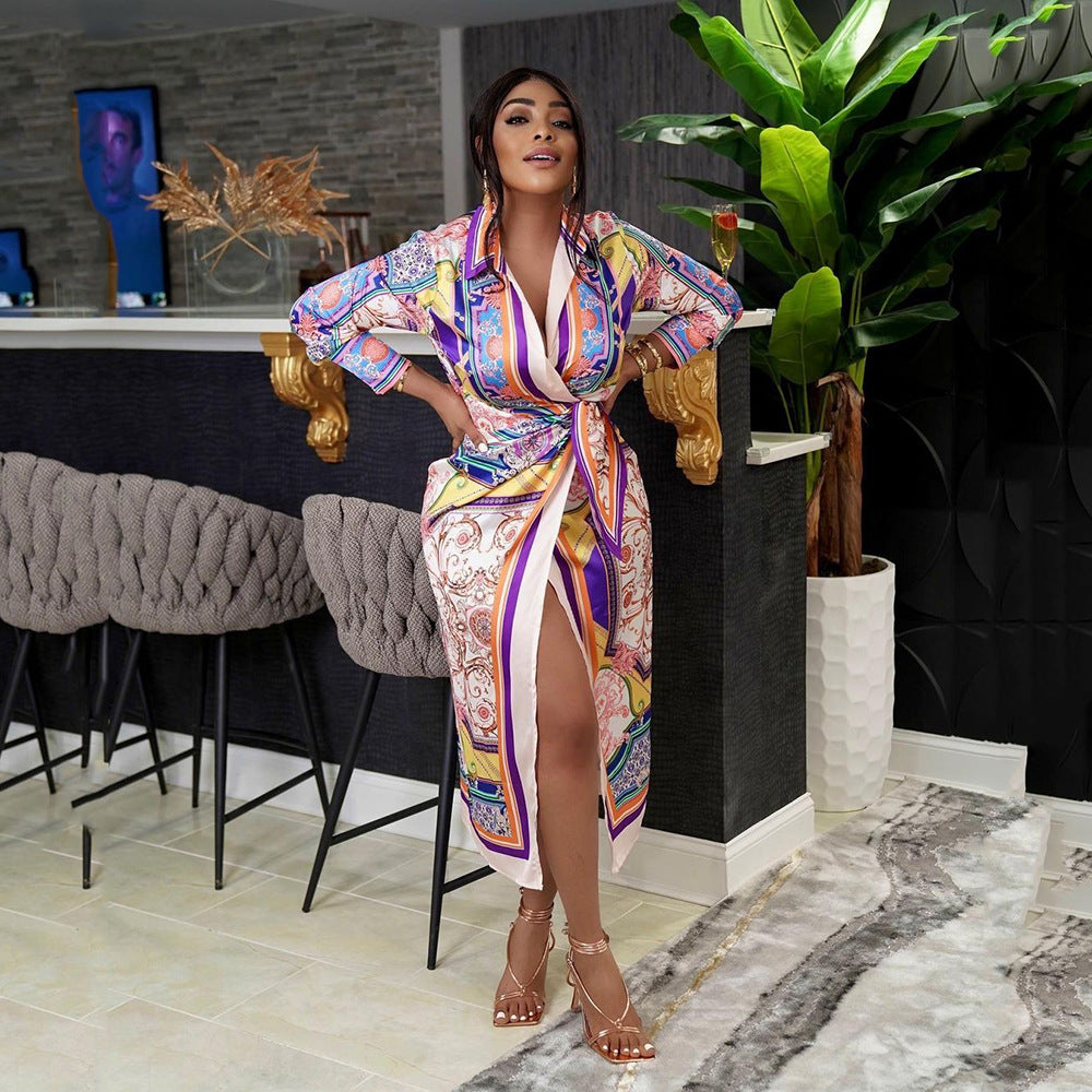 Retro Ethnic Style Printed Long-sleeved Shirt African Dress - BabynBeauty