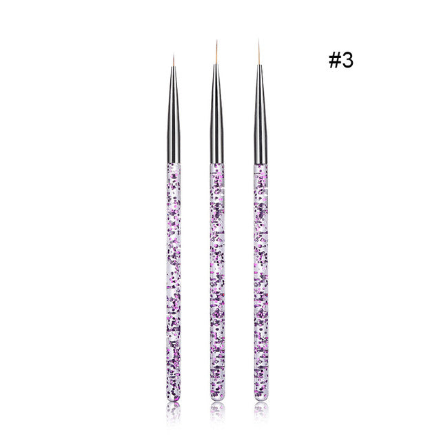 3Pcs/Set UV Gel Nail Liner Brush Acrylic
