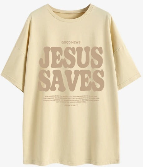 Personalized Fashion Letters Printed Cotton Short-sleeved T-shirt