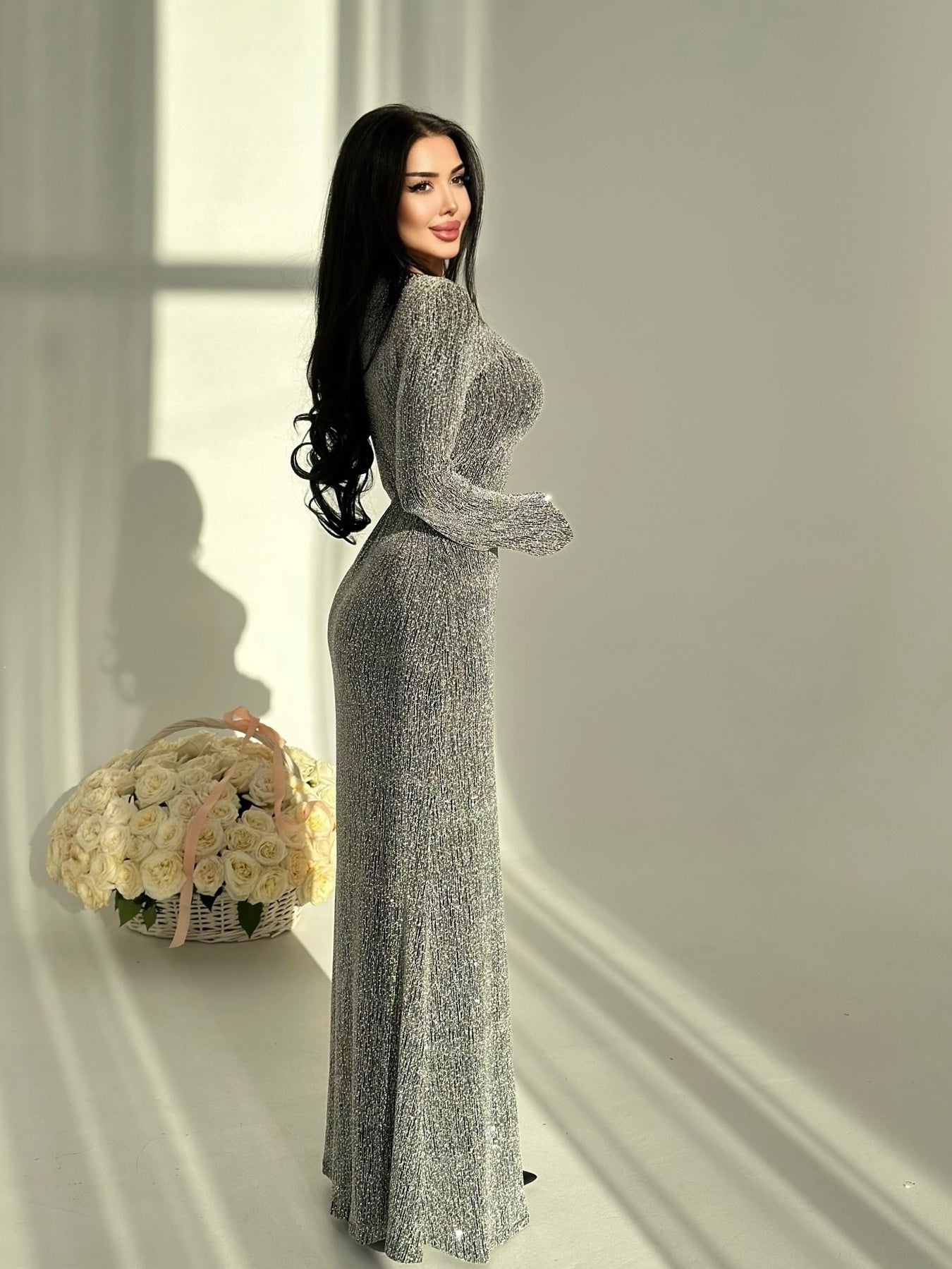Round Neck Hot Diamond Maxi Dress