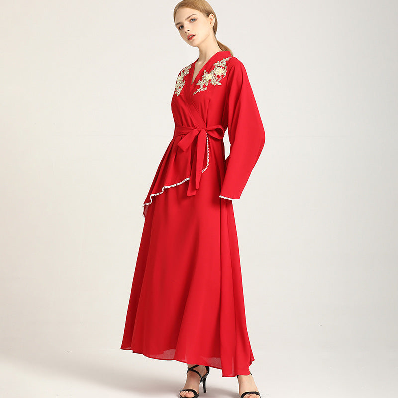 New Dress Ethnic Style Three-dimensional Applique Long Skirt