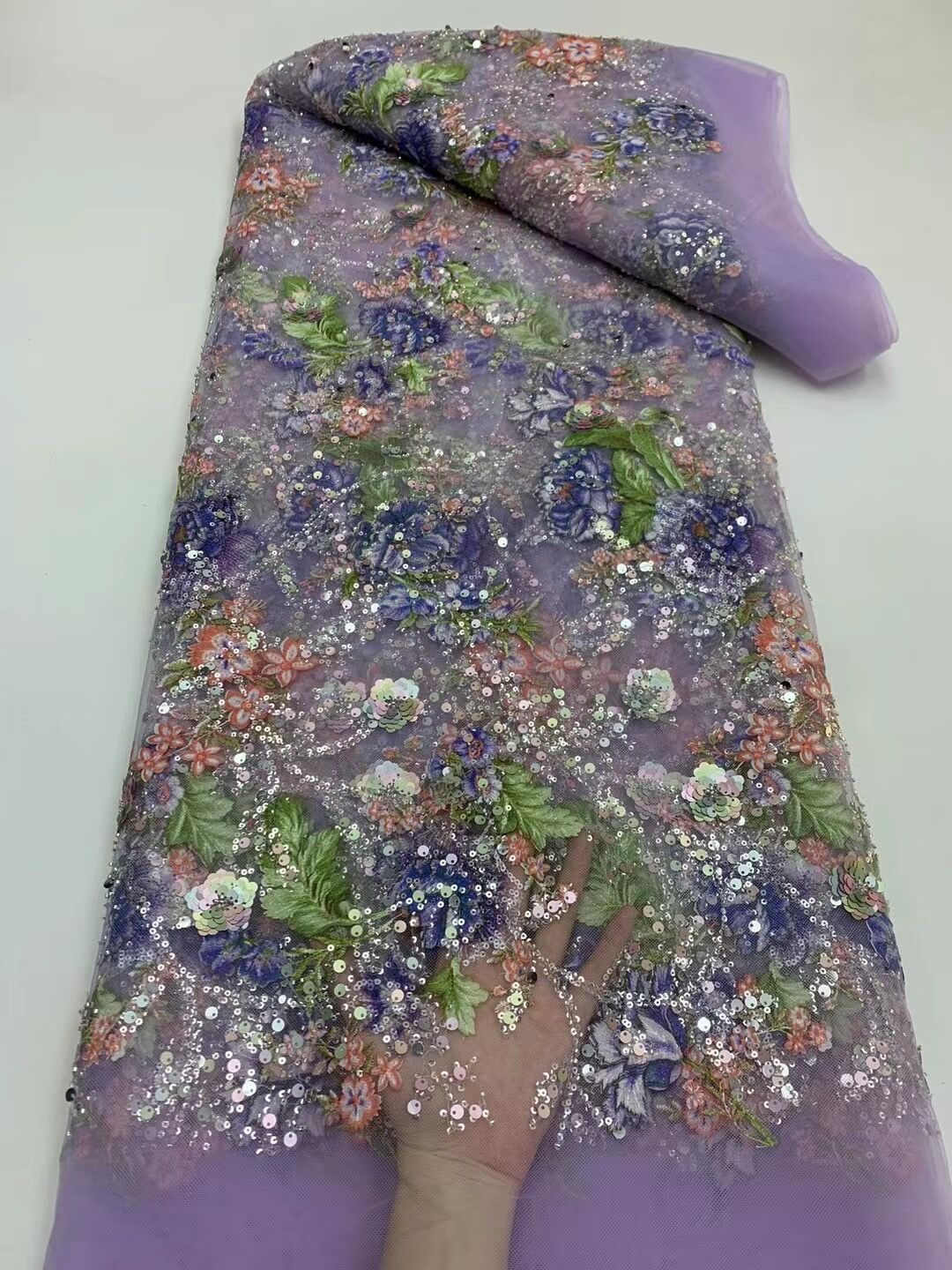 Ethnic Red Rose Flower Embroidery Fabrics High-end Beads Sequin Embroidered Cloth Xiuhe Cheongsam Wedding Dress Lei - BabynBeauty