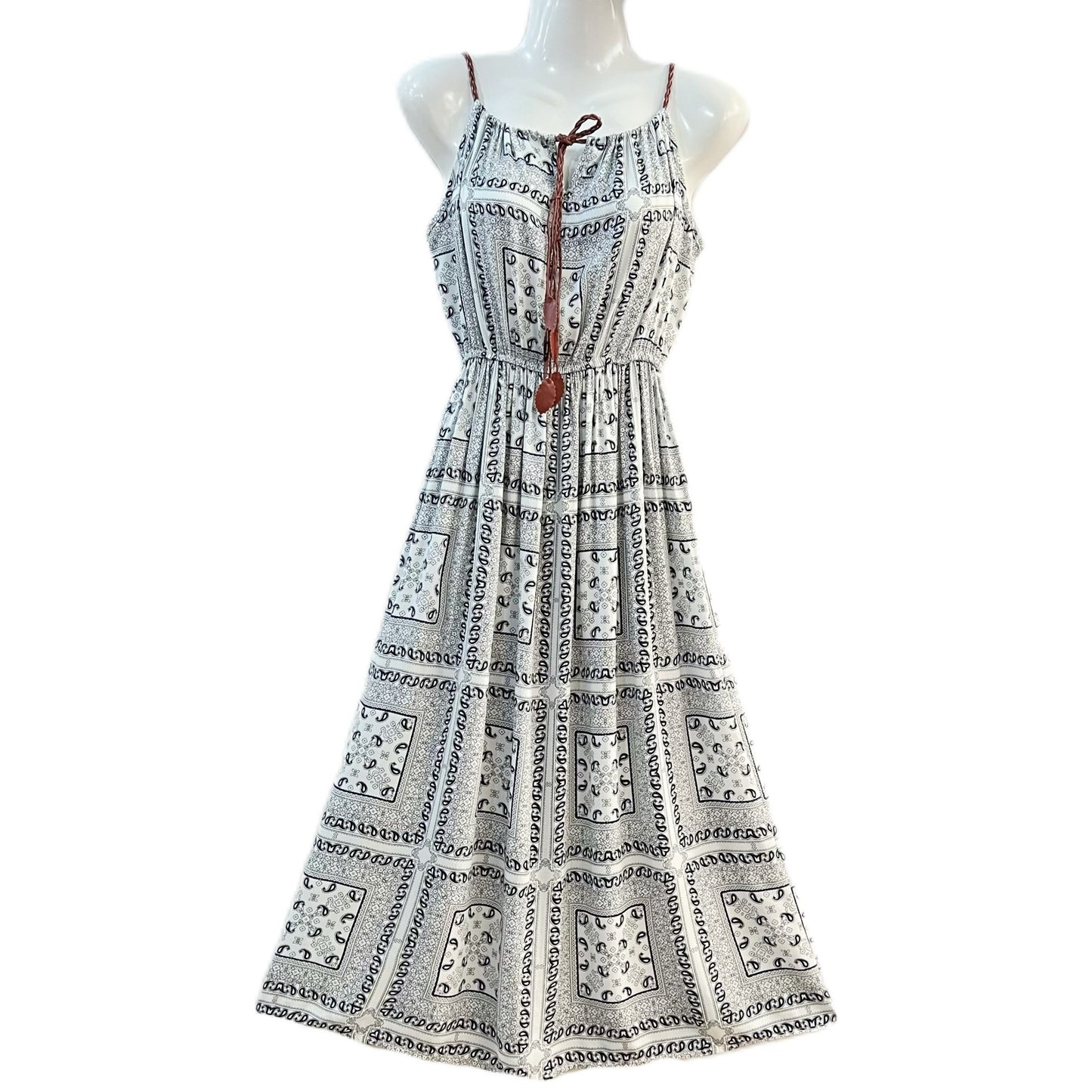 Ethnic Style Dress Women's Cotton Silk Belt Beach Dress With Suspenders