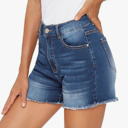 Summer High Waist All-match Slim Fit Tassel Women's Denim Shorts