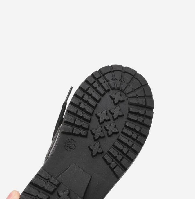 Children's Autumn New Casual Pure Black Leather Shoes - BabynBeauty