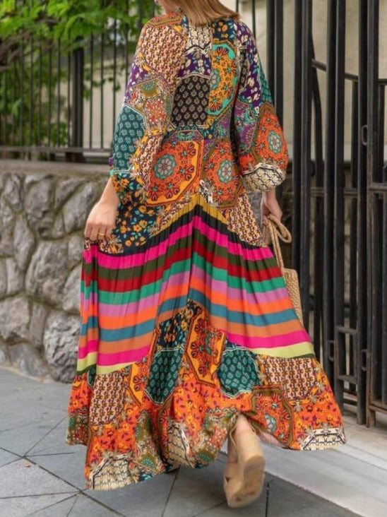 Women's Fashion Extra Long Ethnic Style Dress - BabynBeauty