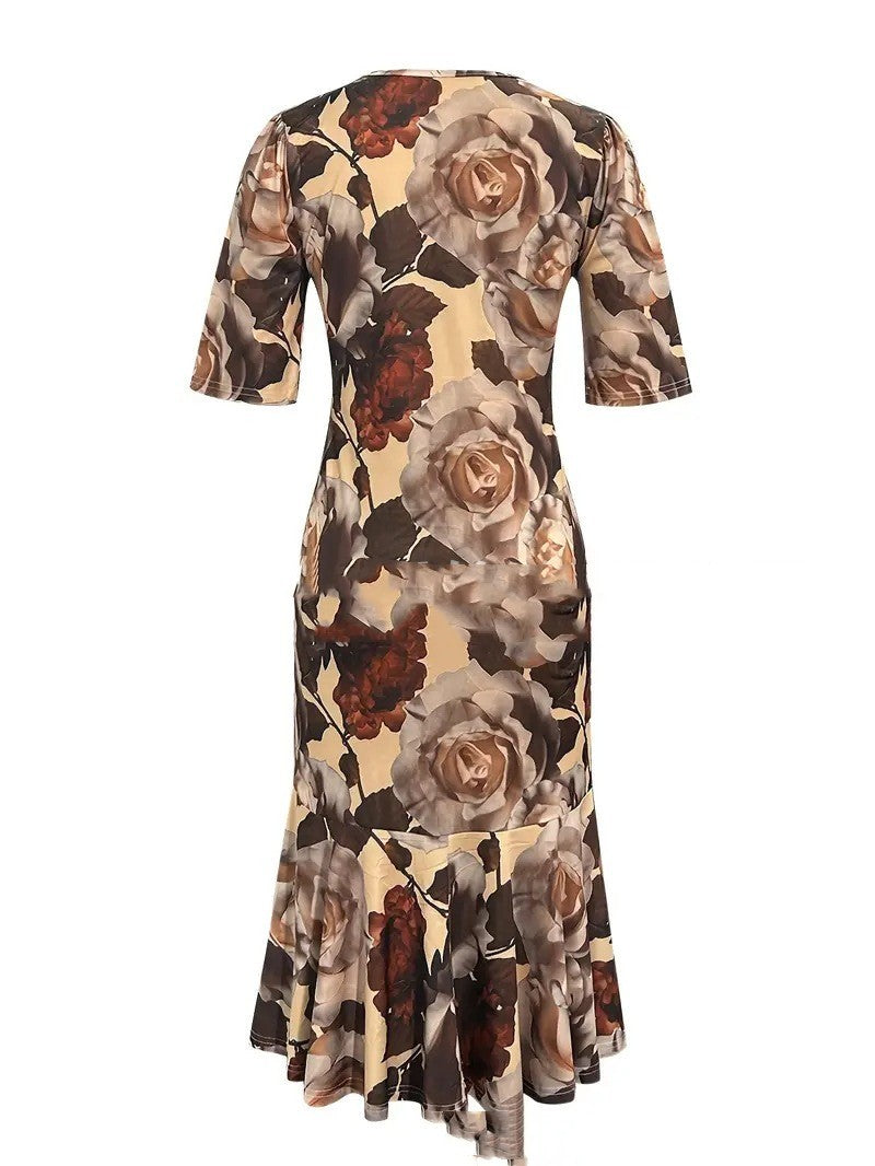 Waist Pleated Summer Knitted Round Neck Midi Dress - BabynBeauty