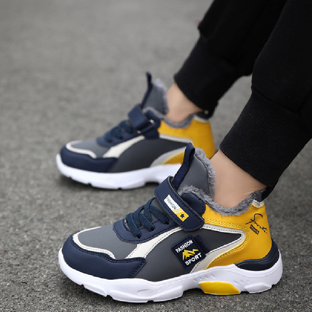 Winter Children's Leather Plus Velvet Sneakers - BabynBeauty
