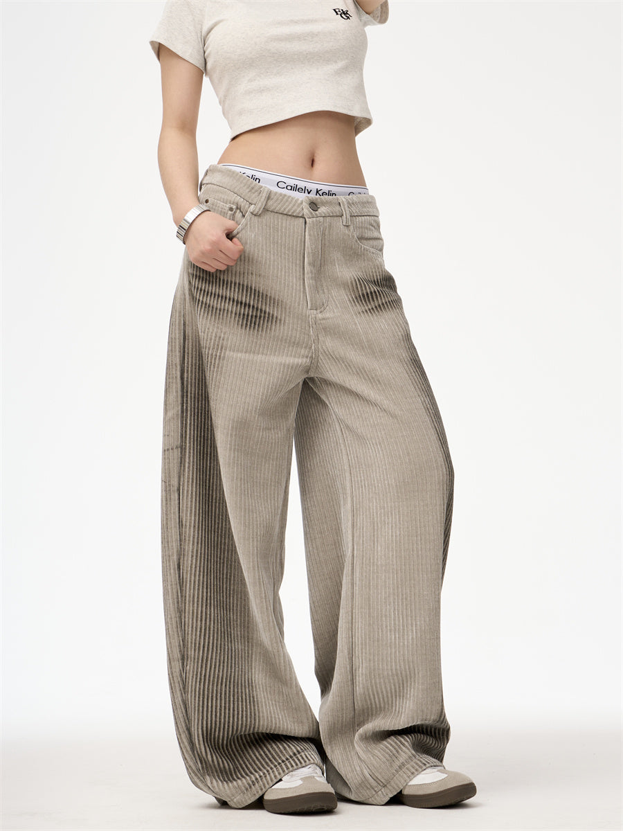 Corduroy Casual Straight Simple Wide Leg Dirty Pants