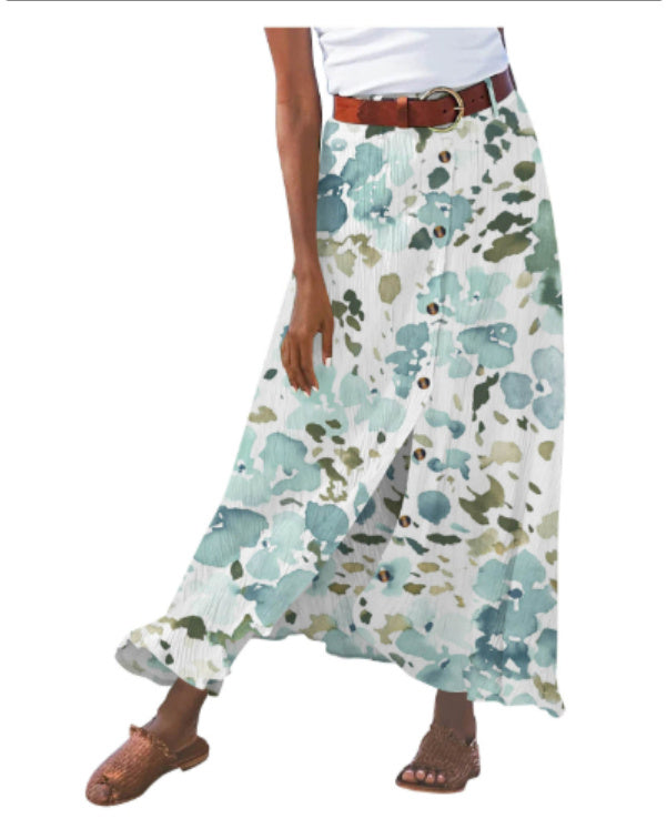 Women's Fashion Cotton Linen A-Line Hip Mid Waist Long Skirt - BabynBeauty