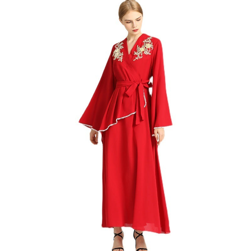 New Dress Ethnic Style Three-dimensional Applique Long Skirt