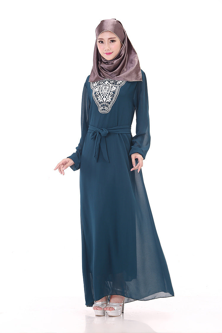 Muslim Robe Arab Hui Ethnic Women Chiffon Plus Size Women's Long-sleeved Dress - BabynBeauty