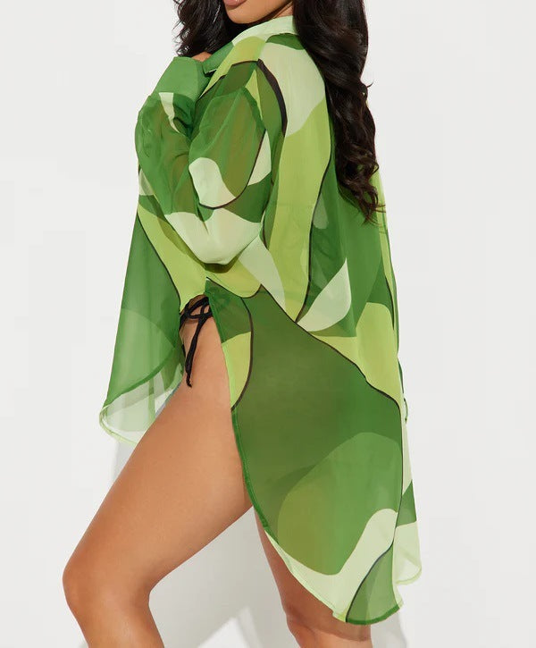 Women's Printed Bikini Blouse Beach Vacation