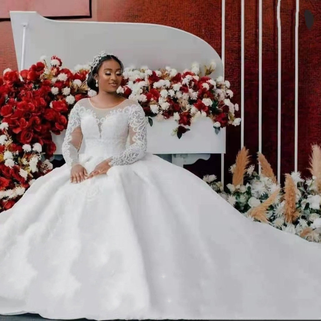 Ball Gown Wedding Dress Long Sleeves Bridal Gown - BabynBeauty