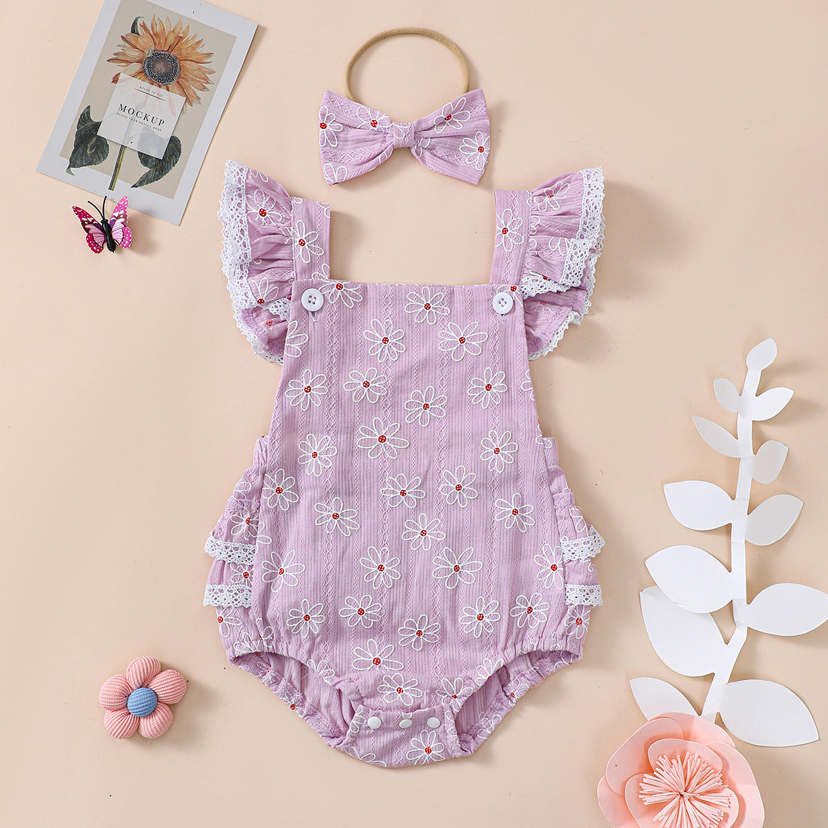 Baby Girl Summer Lace Sling Romper - BabynBeauty