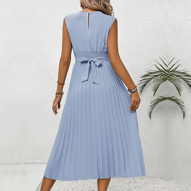 Lace-up Design Solid Color Dress