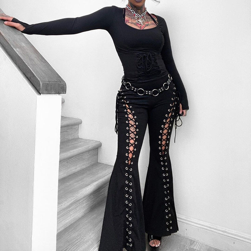 Women's Trendy Corns Strap Bell-bottom Pants