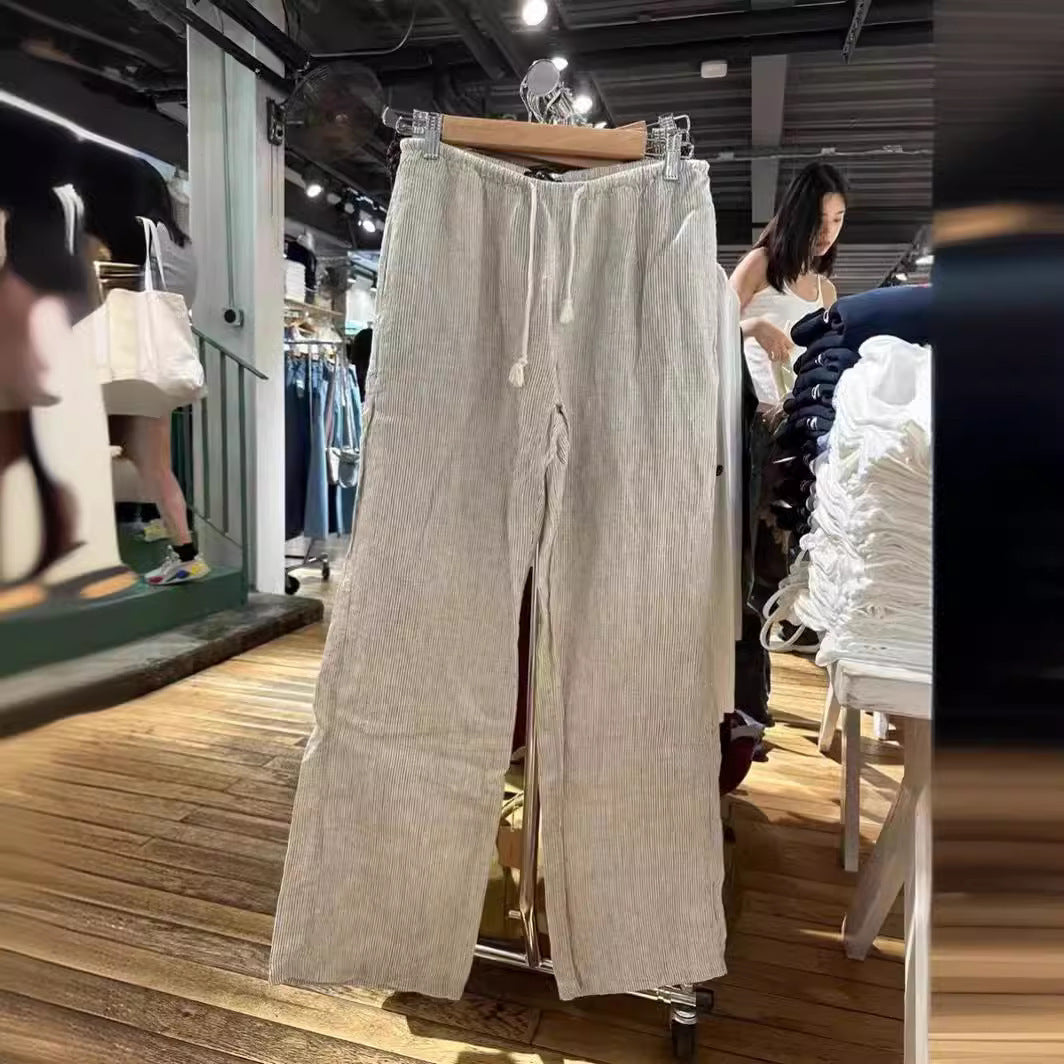 American Vintage Stripe Tied Elastic Waist Sports Pants