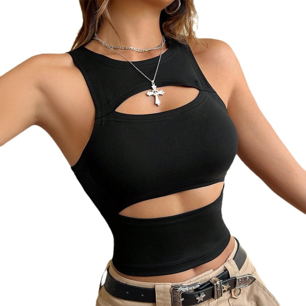 Women's Vest Hollow Out Outer Wear Short Sleeveless Top - BabynBeauty