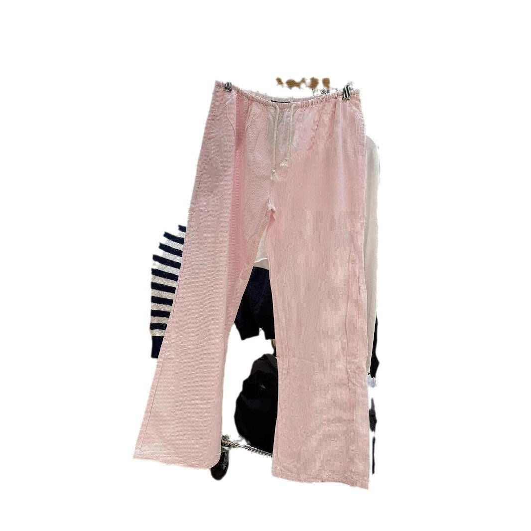 American Vintage Stripe Tied Elastic Waist Sports Pants