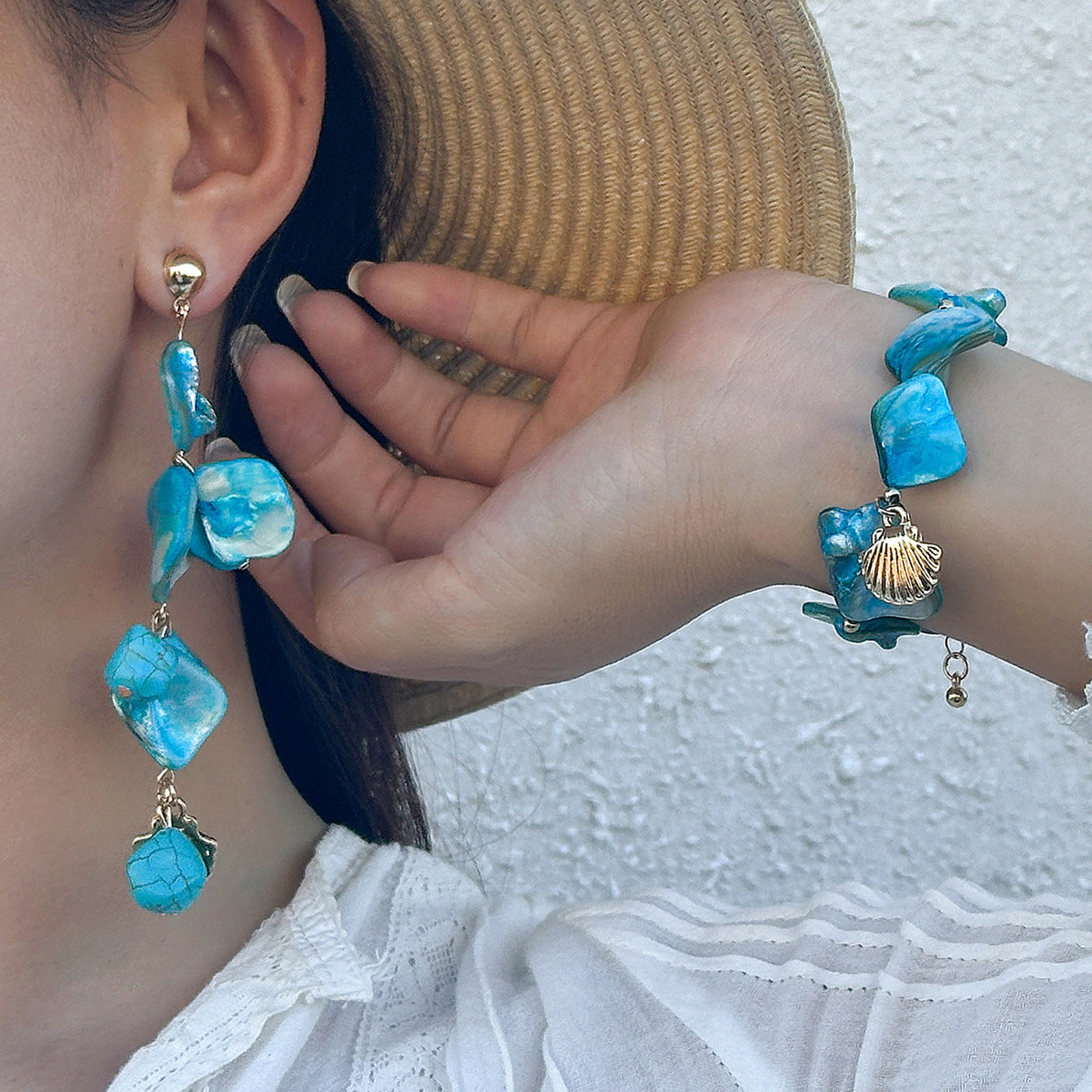 Summer Starfish Shell Patch Necklace For Women